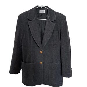 VTG Hugo Buscati Wool Dark Gray Jacket Women's M-Dark Academia Boxy Oversize
